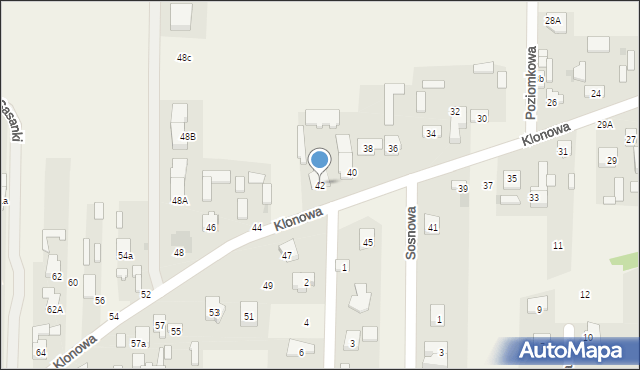 Koczargi Stare, Klonowa, 42, mapa Koczargi Stare