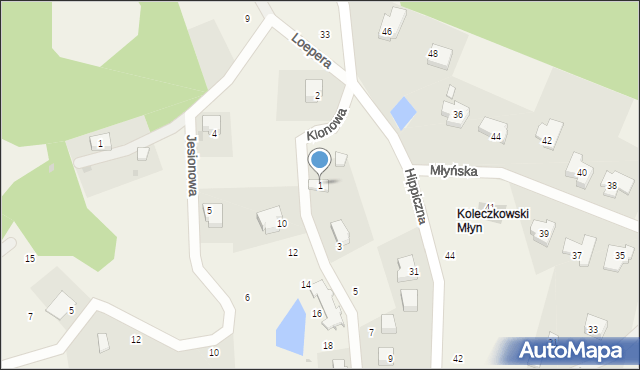 Koleczkowo, Klonowa, 1, mapa Koleczkowo