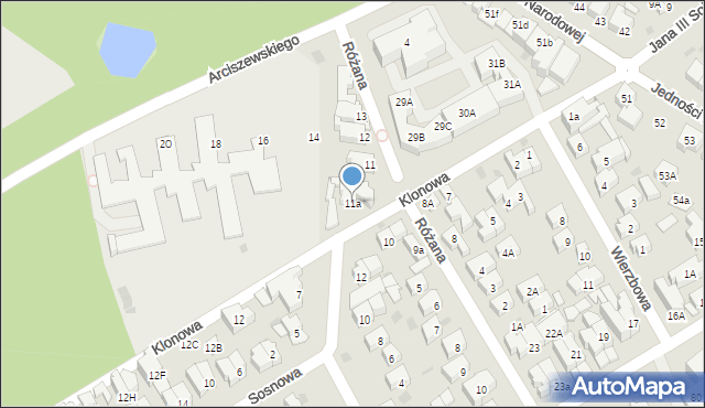 Kołobrzeg, Klonowa, 11a, mapa Kołobrzegu