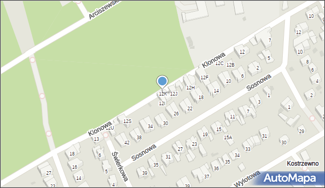 Kołobrzeg, Klonowa, 12K, mapa Kołobrzegu