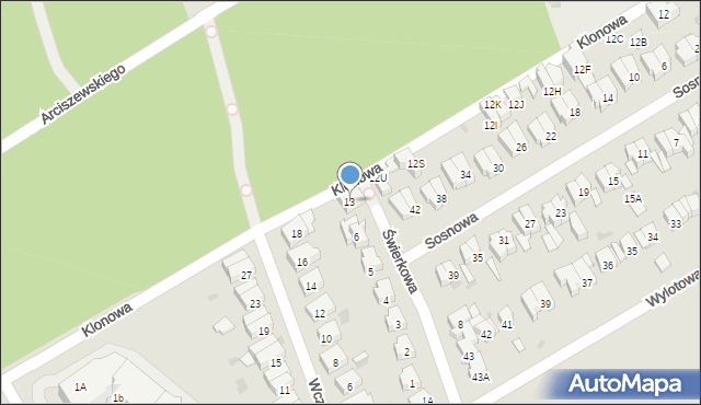 Kołobrzeg, Klonowa, 13, mapa Kołobrzegu