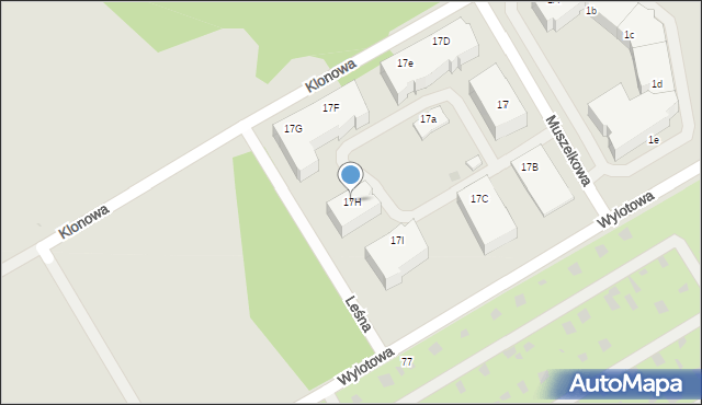 Kołobrzeg, Klonowa, 17H, mapa Kołobrzegu