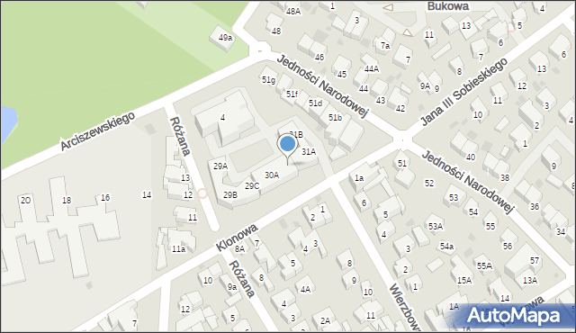 Kołobrzeg, Klonowa, 30B, mapa Kołobrzegu