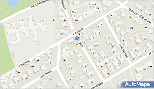 Kołobrzeg, Klonowa, 9a, mapa Kołobrzegu