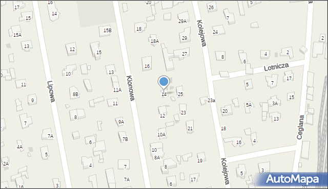 Komorów, Klonowa, 14, mapa Komorów