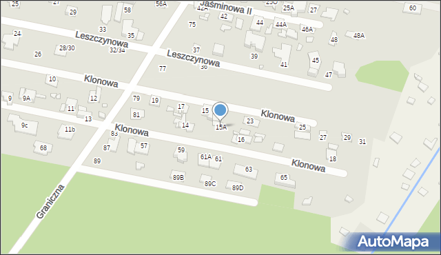 Konstancin-Jeziorna, Klonowa, 15A, mapa Konstancin-Jeziorna