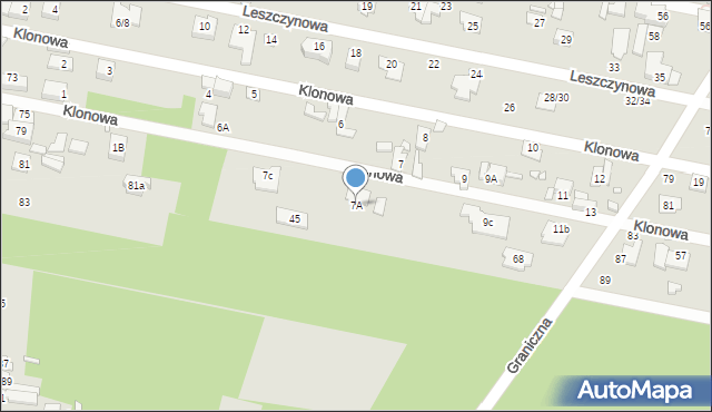 Konstancin-Jeziorna, Klonowa, 7A, mapa Konstancin-Jeziorna