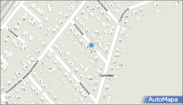 Kościan, Klonowa, 10, mapa Kościan
