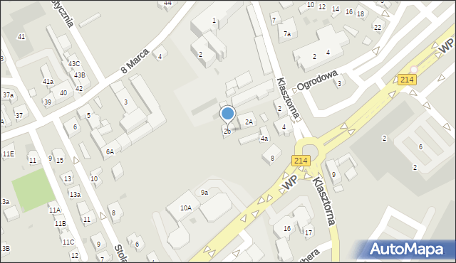 Kościerzyna, Klasztorna, 2b, mapa Kościerzyna