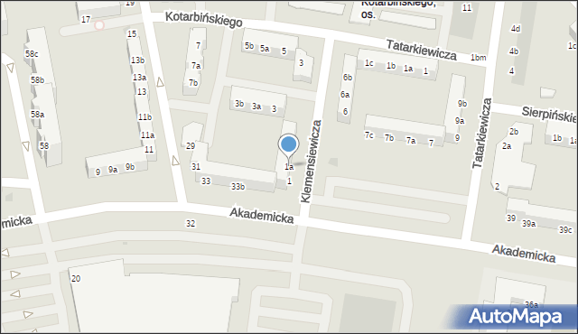 Koszalin, Klemensiewicza Zenona, 1a, mapa Koszalina