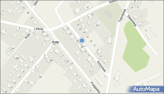 Koty, Klonowa, 13, mapa Koty