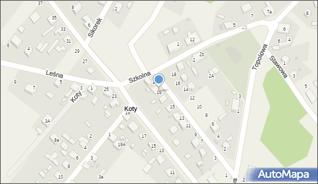 Koty, Klonowa, 19, mapa Koty