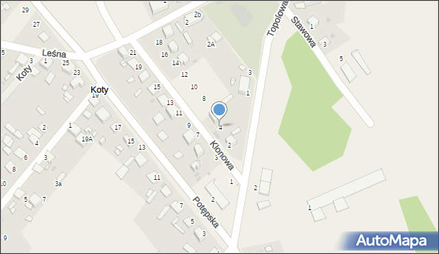 Koty, Klonowa, 4, mapa Koty