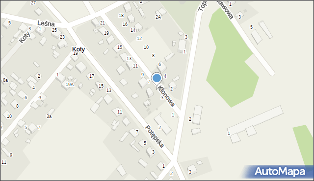 Koty, Klonowa, 5, mapa Koty