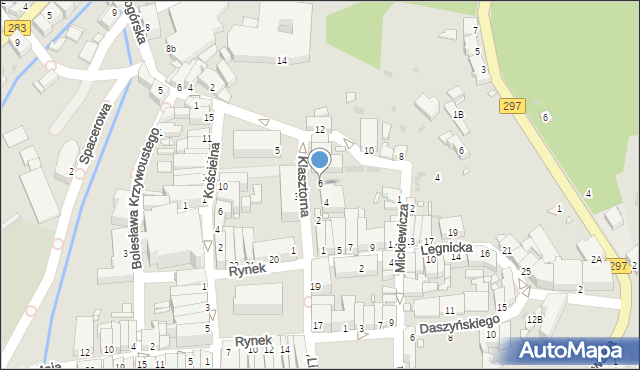 Kożuchów, Klasztorna, 6, mapa Kożuchów