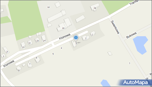 Krąg, Klonowa, 3, mapa Krąg