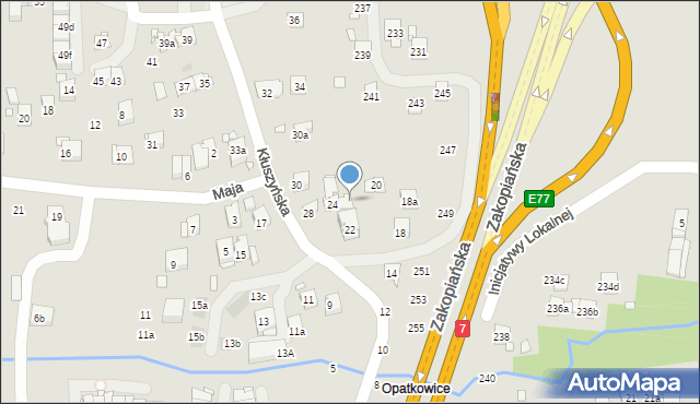 Kraków, Kłuszyńska, 24a, mapa Krakowa