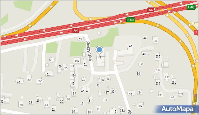 Kraków, Kłuszyńska, 48, mapa Krakowa
