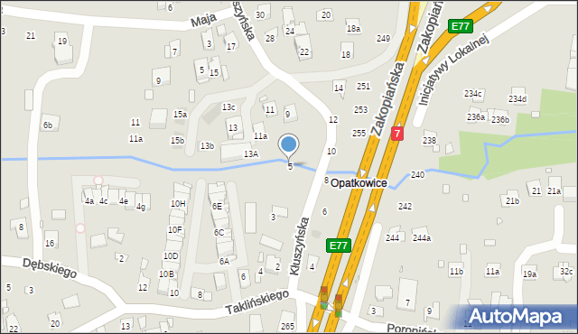 Kraków, Kłuszyńska, 5, mapa Krakowa