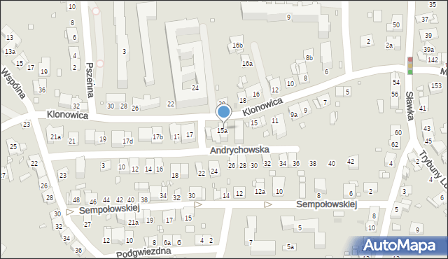 Kraków, Klonowica Sebastiana, 15b, mapa Krakowa
