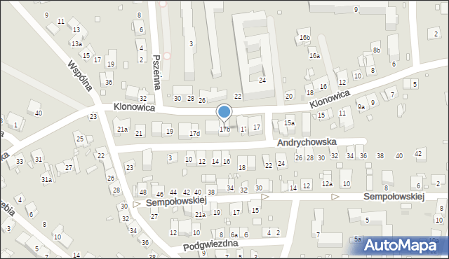 Kraków, Klonowica Sebastiana, 17b, mapa Krakowa