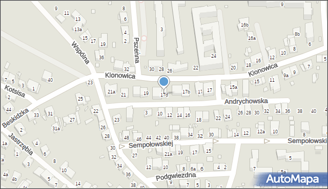 Kraków, Klonowica Sebastiana, 17d, mapa Krakowa