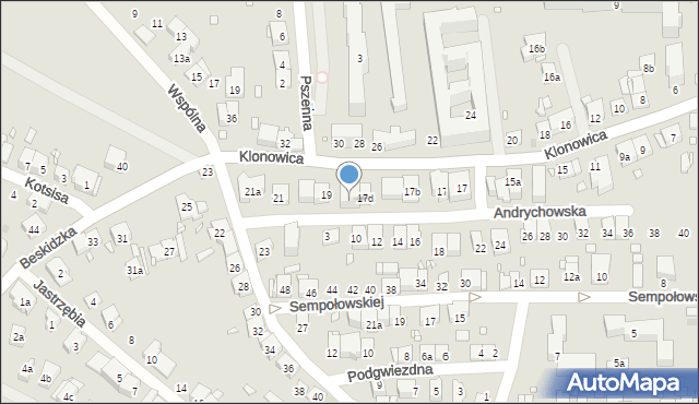 Kraków, Klonowica Sebastiana, 17e, mapa Krakowa