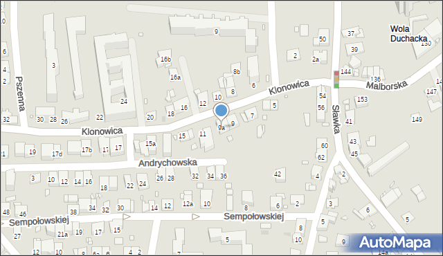 Kraków, Klonowica Sebastiana, 9a, mapa Krakowa