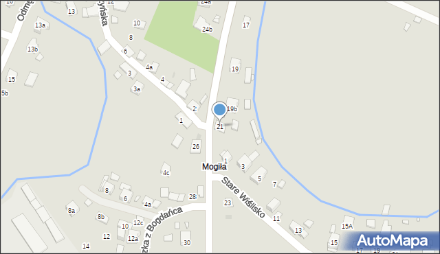 Kraków, Klasztorna, 21, mapa Krakowa