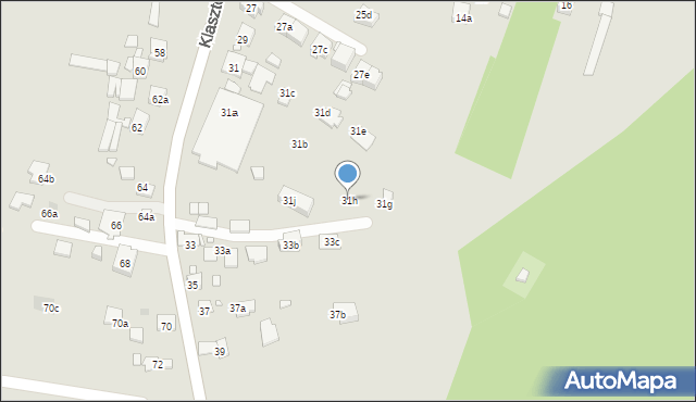 Kraków, Klasztorna, 31h, mapa Krakowa