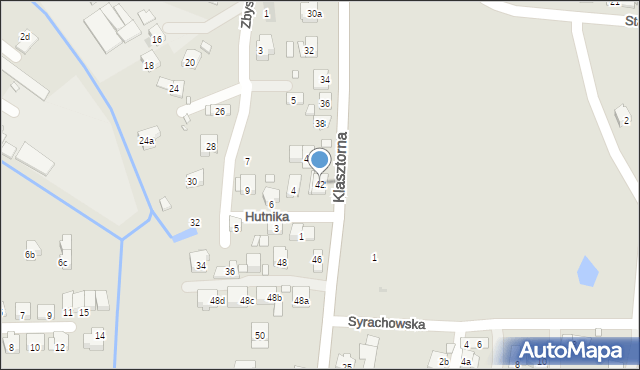 Kraków, Klasztorna, 42, mapa Krakowa