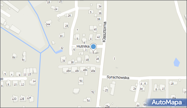 Kraków, Klasztorna, 44, mapa Krakowa