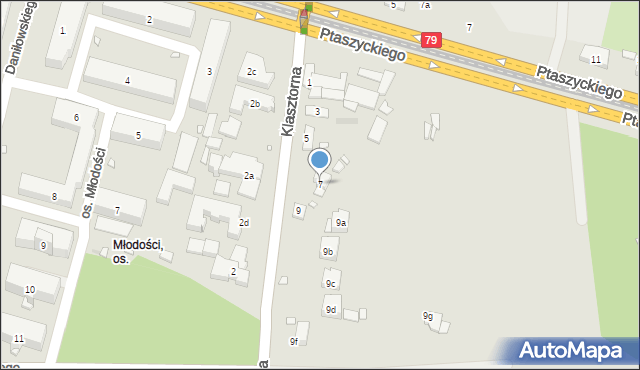 Kraków, Klasztorna, 7, mapa Krakowa