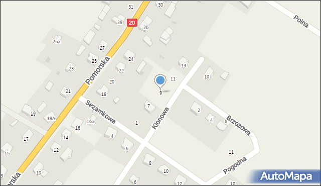 Kramarzyny, Klonowa, 9, mapa Kramarzyny