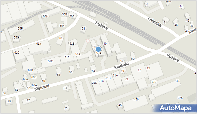 Krosno, Kletówki, 54b, mapa Krosna