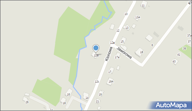 Krosno, Klonowa, 12B, mapa Krosna