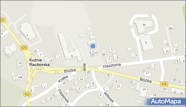Kuźnia Raciborska, Klasztorna, 1, mapa Kuźnia Raciborska