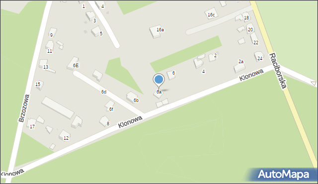 Kuźnia Raciborska, Klonowa, 6a, mapa Kuźnia Raciborska