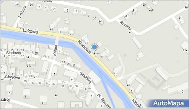 Lądek-Zdrój, Klonowa, 7, mapa Lądek-Zdrój