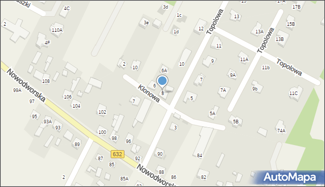 Łajski, Klonowa, 8, mapa Łajski