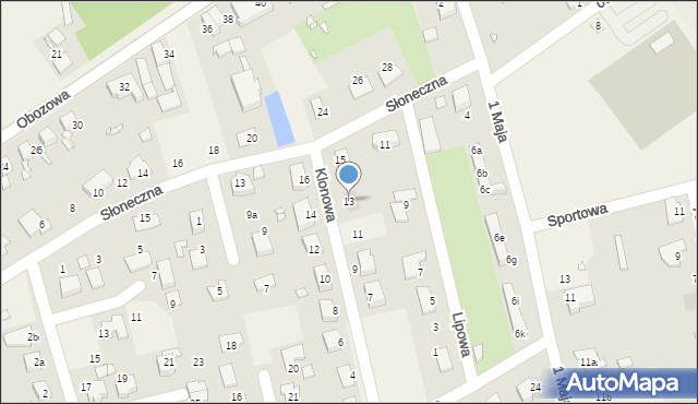 Łambinowice, Klonowa, 13, mapa Łambinowice