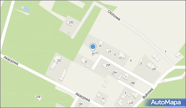 Łapino Kartuskie, Klonowa, 20, mapa Łapino Kartuskie