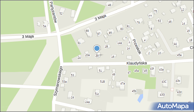Laski, Klaudyńska, 20, mapa Laski