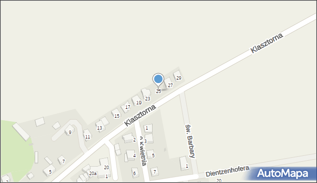 Legnickie Pole, Klasztorna, 25, mapa Legnickie Pole