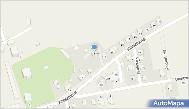 Legnickie Pole, Klasztorna, 9, mapa Legnickie Pole