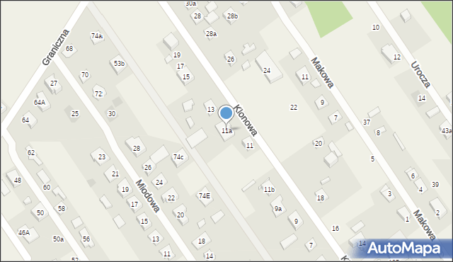 Lipinki, Klonowa, 11a, mapa Lipinki