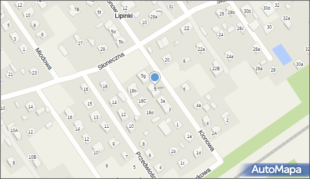 Lipinki, Klonowa, 5, mapa Lipinki