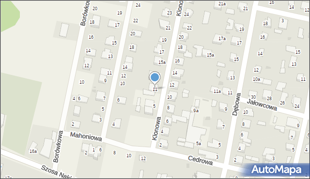 Łochowo, Klonowa, 11, mapa Łochowo
