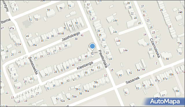 Łódź, Kleeberga Franciszka, gen., 52, mapa Łodzi