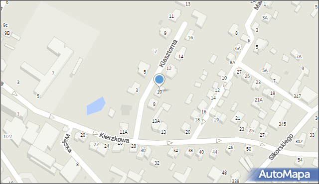 Łomża, Klasztorna, 10, mapa Łomży